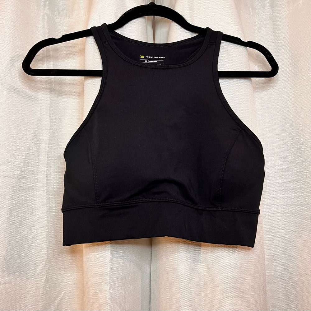 Tek Gear Black Sports Bra Womens Built in Pads -M